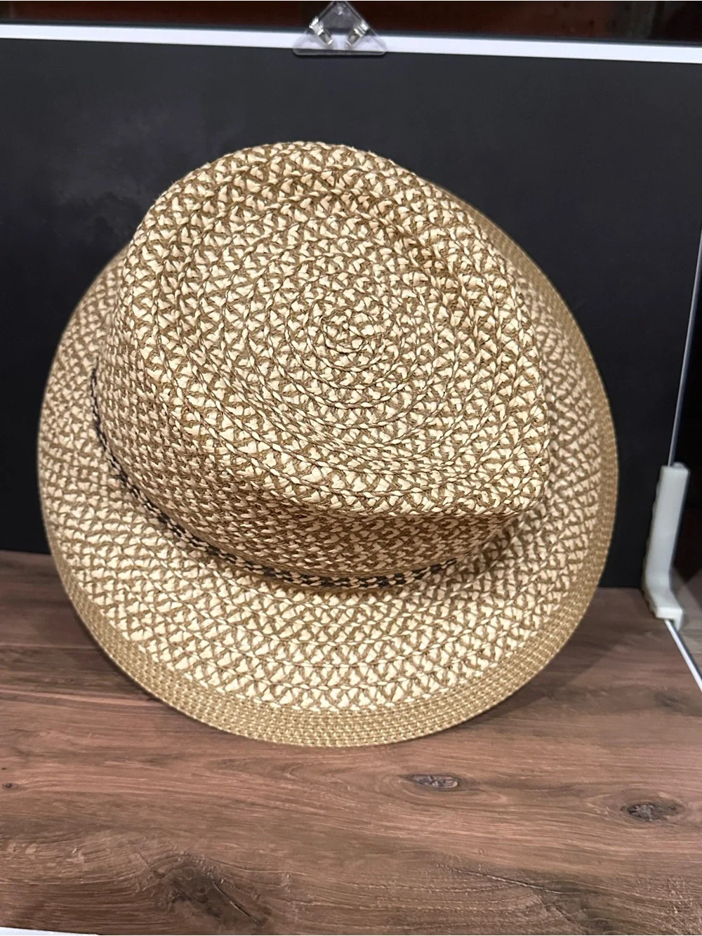Authentic Eric Javits Woven Fedora Hat Beige UPF 50+ Packable Travel - Picture 2 of 4
